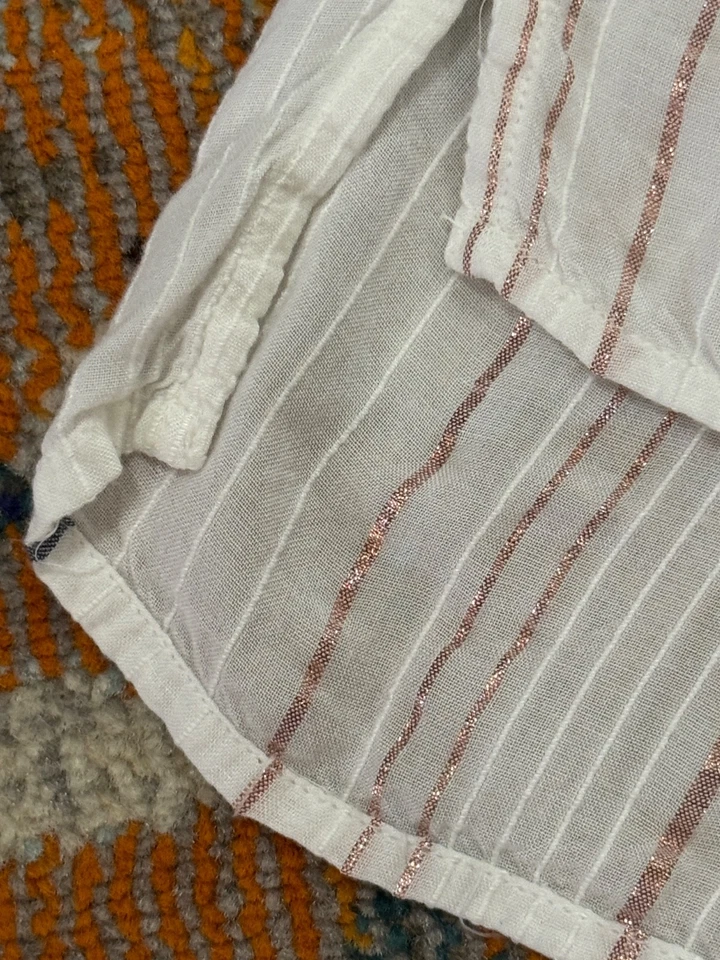 Blusa Manga Corta Ligera Studio West Talla Pequeña Rayas Top Damas Mujeres Foto 3 de 4