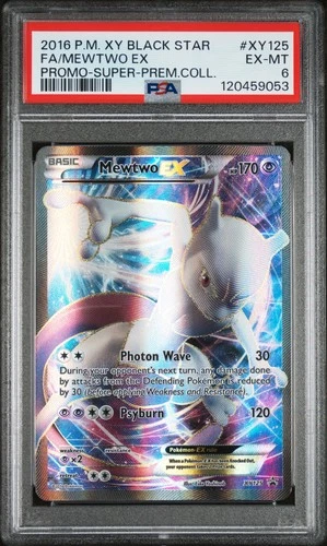 2016 POKEMON XY BLACK STAR PROMO SUPER-PREM COLL #XY125 FULL ART/MEWTWO EX PSA 6