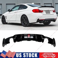 For 14-20 BMW F32 F33 F36 M Sport Gloss Black Rear Diffuser W/ LED Brake Light