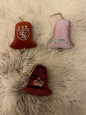 Vintage Antique Fabric Textile Christmas 3 Victorian Bell Decorations 