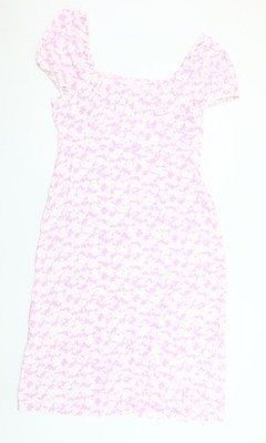 Primark Damen rosa Blumen Bodycon Kleid Größe 16 Kurzarm