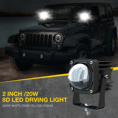 2x 2inch 8D LED Work Light Pods Driving Fog/Spot Lamp Offroad SUV Yellow White - Picture 6 of 13