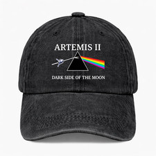 Space Moon Prism Hat Artemis II Funny Galaxy Rainbow Light Dad Baseball Cap