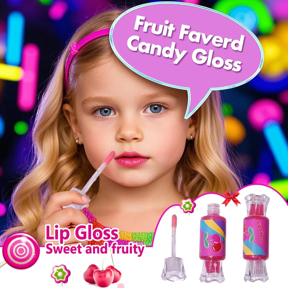 Cute Lip Gloss for Kids, 6PCS Glitter Girls Lip Gloss Set with Shape of Candy, A - Image 3 of 4