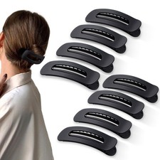 8 Pcs Large Lay Flat Claw Clips for Women French Side Slide Barrettes for Thi...
