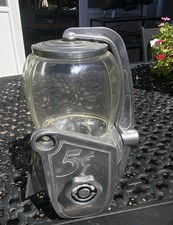  vintage 1940s Atlas Bantam 5-cent cast aluminum and glass vending machine