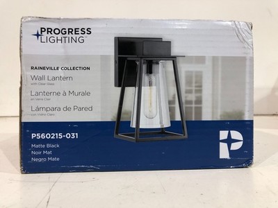 Progress Lighting Raineville 1-Light 9 in. Matte Black Outdoor Wall Lantern