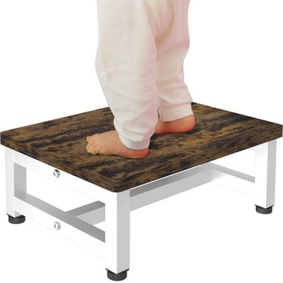 Tigerden Wooden Step Stool for Toddlers Kids and Adults, 1-Step Stool, White 
