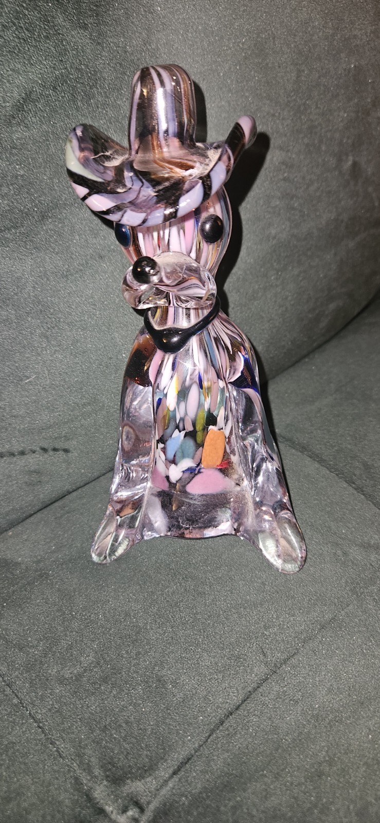 Murano Art glass Dog With Hat Handblown Sommerso Sculpture Please Read!!!!!!