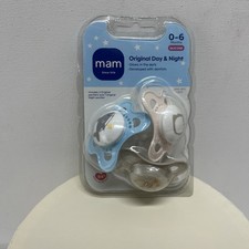 MAM Pacifiers 3 Pack 0-6 months Day Night Glow in the Dark NEW
