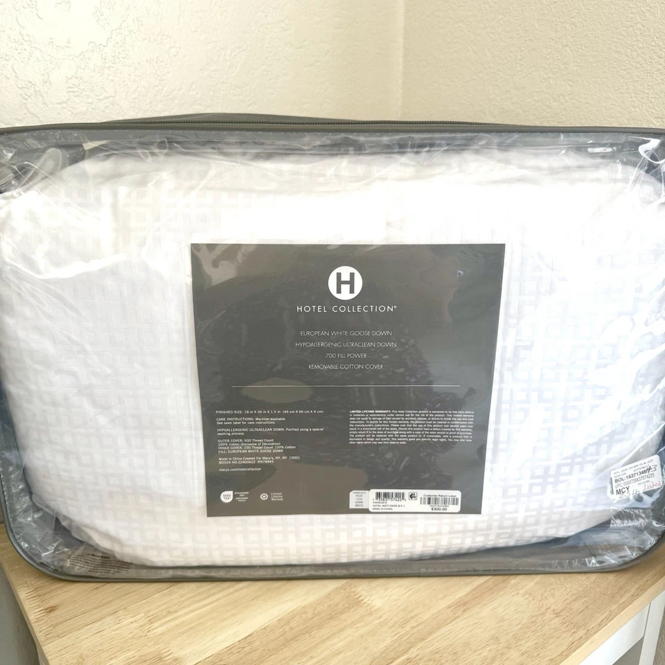 Hotel Collection European White Goose Down Soft Support Standard/Queen Pillow - Image 2 of 4