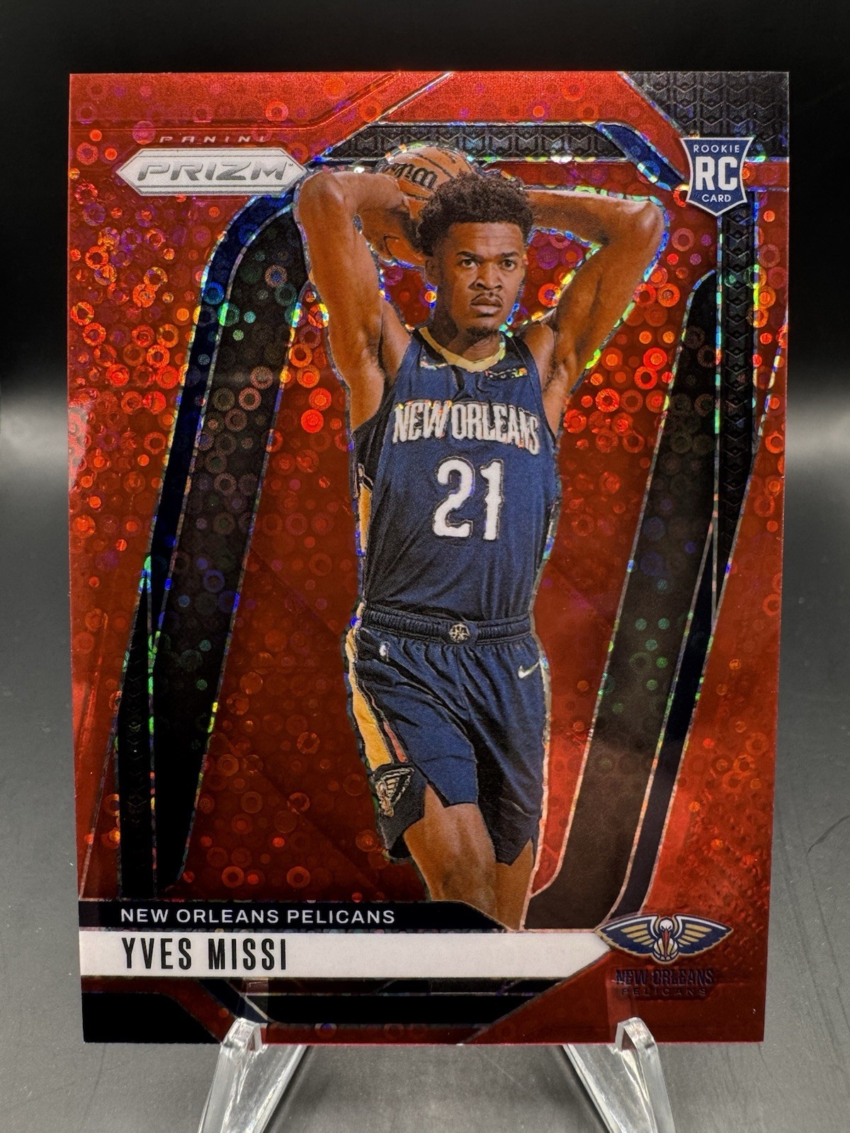 2024-25 Panini Prizm Yves Missi #233 Red Disco Fast Break Rookie RC /100