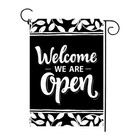 Open Sign Garden Flag Come In We Are Open Worn Welcome Yard Flag Banner Garde.
