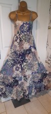 Choklate  Floral patchwork shirred bust maxi Dress Summer Holiday Size Medium 