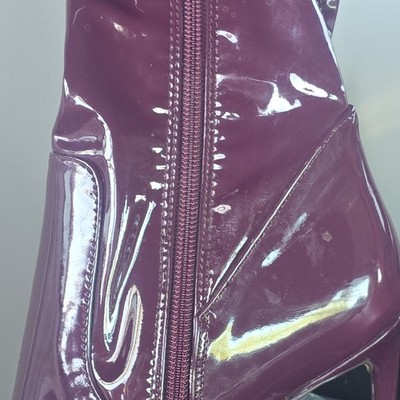 Steve Madden Women's Purple Patent Leather Knee High Pointed Toe Zip Boots