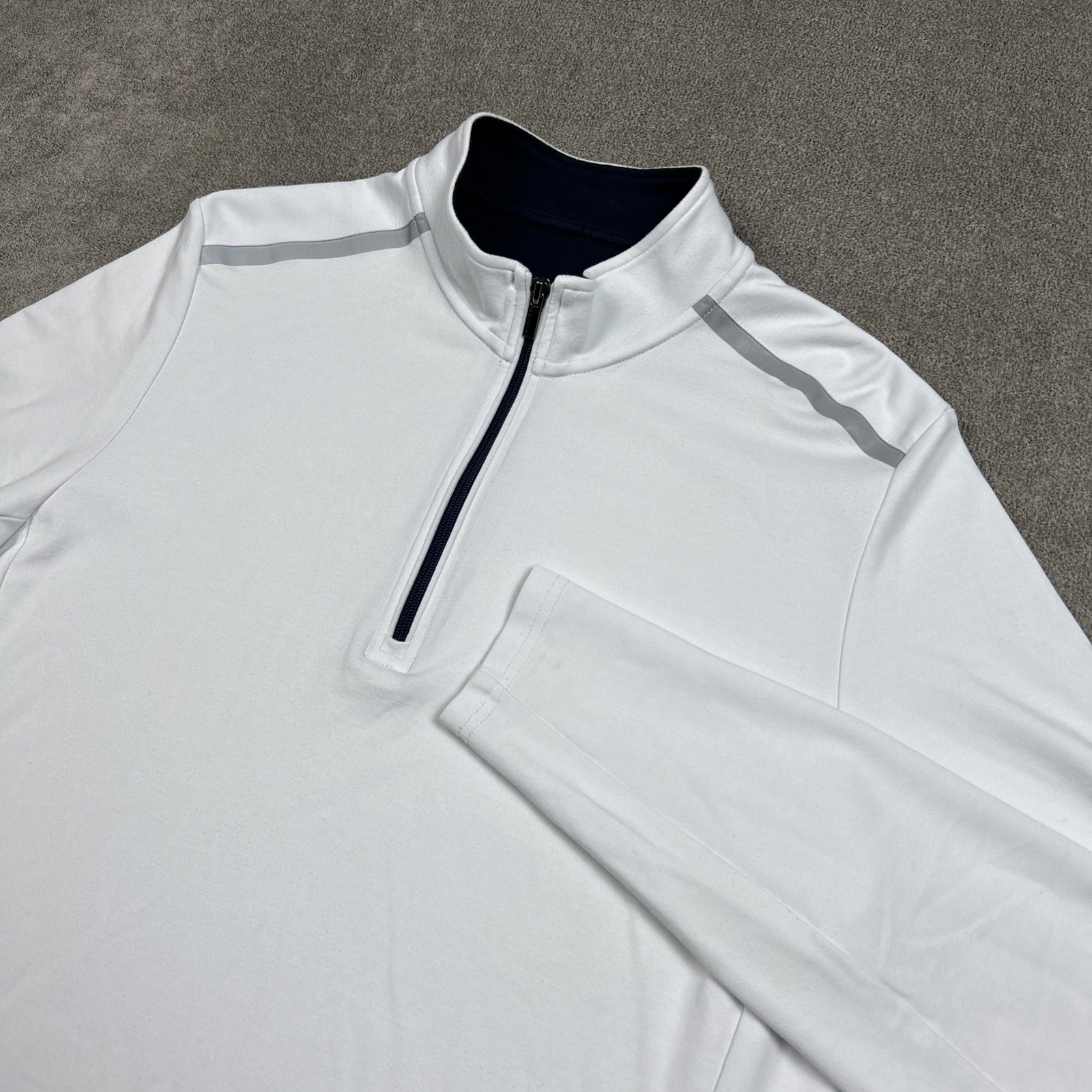 Bugatchi Sweater Mens Medium White 1/4 Zip Performance Stretch Golf Casual
