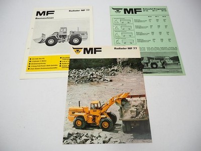 Massey Ferguson MF77 Wheel Loader 3x Brochure Specs 1971/72