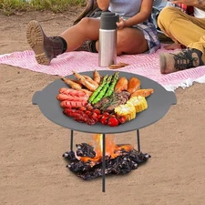 Portable Grill Griddle Outdoor Camping  Grill Pan w/ 3 Removable Legs & Handles