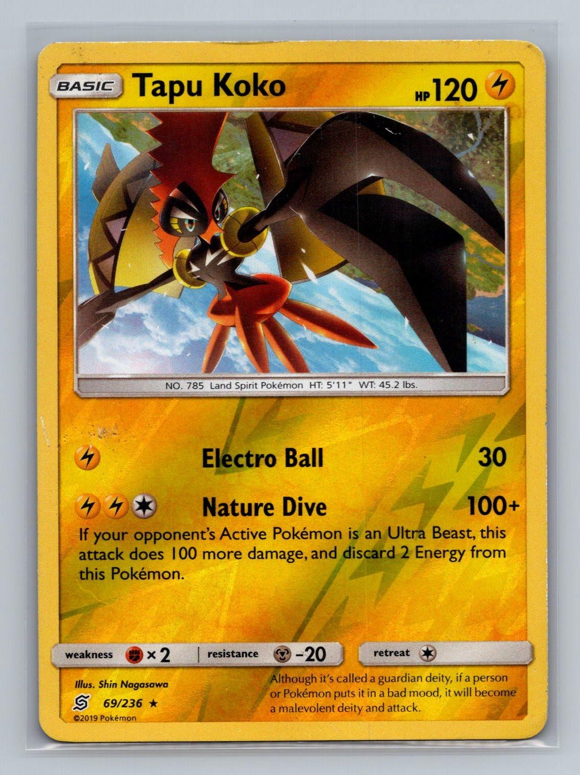 Tapu Koko 69/236 Rare Unified Minds Pokemon Reverse Holo Lightly Played