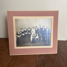 1940s 1950s Wedding portrait in folding picture frame 8x10 instant family