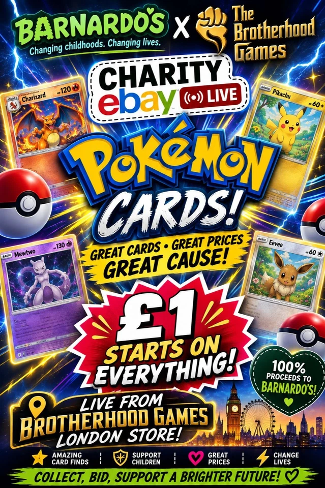 Barnardos X The Brotherhood Games Pokemon Crossover Charity Live Auction
