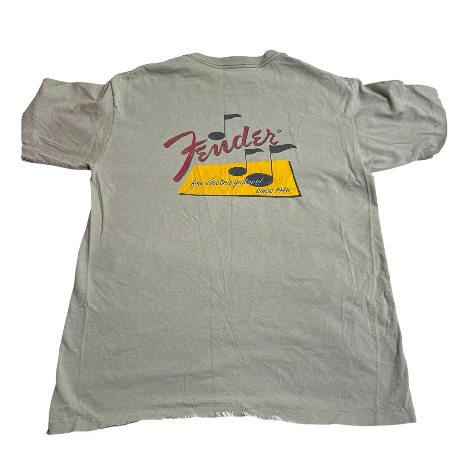 Camisa de guitarra Fender vintage para hombre grandes notas musicales verdes puntada única hecha en EE. UU. Foto 2 de 4
