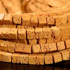 Yellow Lava Gemstone Square Cube 4MM 6MM Loose Beads (D647)