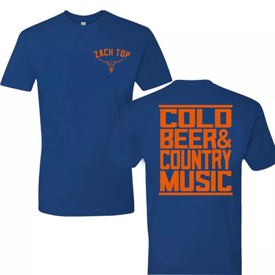 Zach Top Cold Beer And Country Music Two Sided T Shirt Full Size S-5XL