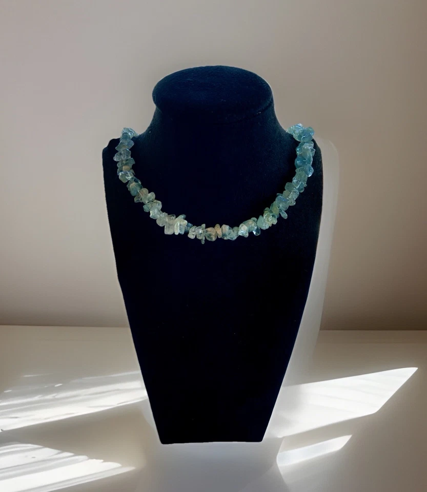 COLLAR GARGANTILLA DE PEPITAS AGUAMARINA - Imagen 4 de 4