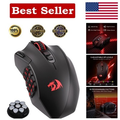 Redragon M921 MMO Gaming Mouse, 12400 DPI High Precision Wired RGB Mice w/18 ...