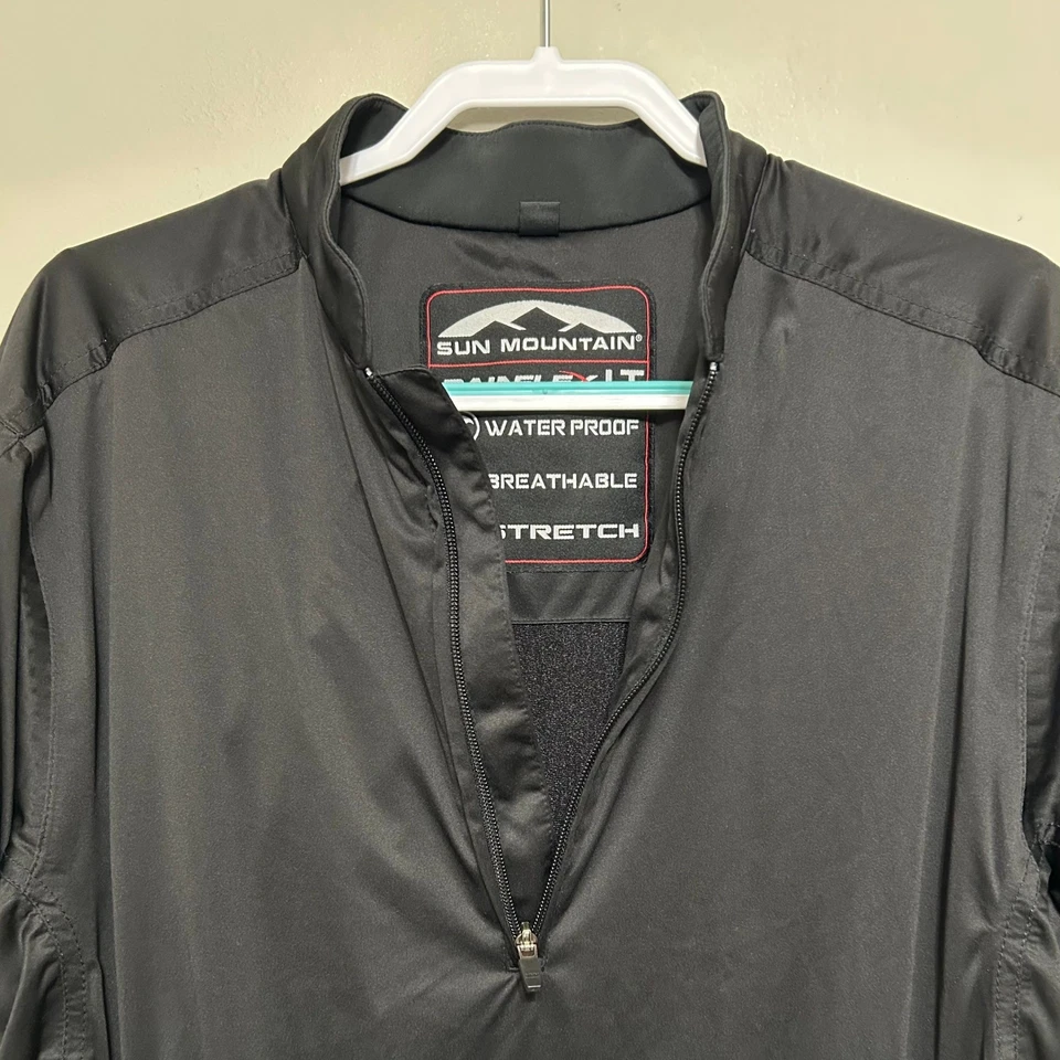 Sun Mountain Men's Rainflex LT Jacket L Black Waterproof Breathable Golf 1/4 Zip - Image 3 of 4