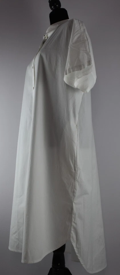Vestido Camisa Eileen Fisher Talla XL Blanco Cuello Abotonado Manga Corta Bolsillos Foto 4 de 4