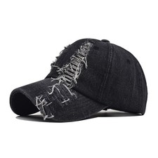 Gorra de béisbol de mezclilla desgastada sombrero rasgado para mujer, hombre liso, ropa de calle
