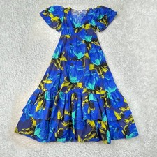 Christopher John Rogers Blue Floral Maxi Tiered Dress Womens 4