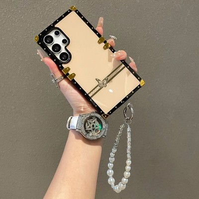 For Various Phone Diamond Butterfly Case +Bracelet Shockproof Cover Fashion Girl