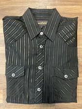 Men's Western Black Shirt sz L Camisa Vaquera Hombre Negra LW