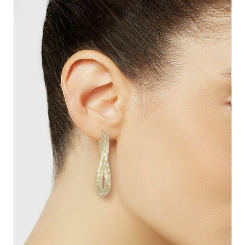 18K Gold Vermeil Twist Hoop Earrings Textured Stunning Style Trendy Fashion NWT - Picture 4 of 4