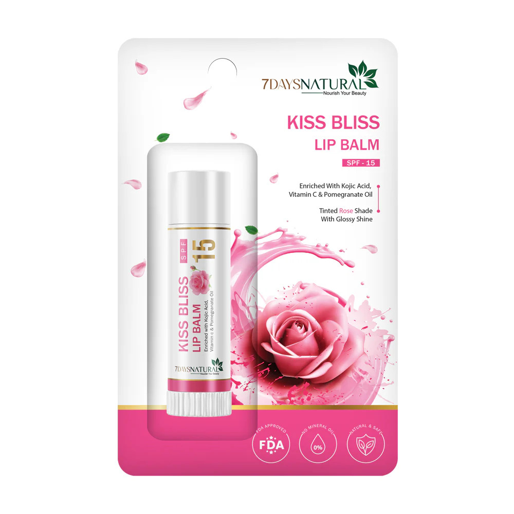 Bálsamo labial 7DAYS NATURAL SPF 15 10 g | Reparación de labios agrietados secos | Tono rosa | EE. UU.