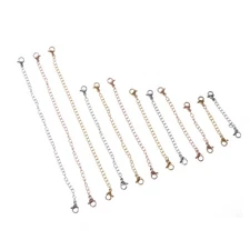 12 Pieces Stainless Steel Bracelet Necklace Extension Chains with Lobster Clasps