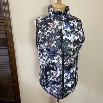 NWT Tribal Down Vest Women s s Multicolor Puffer Quilted Pockets Lined Full Zip