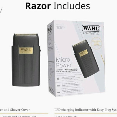Wahl Micro Power Men's Facial Foil Shaver Cordless Black USB-C LED