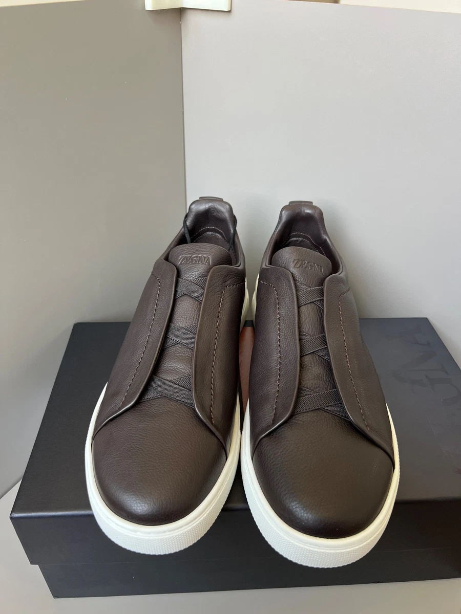 Brown Leather Upper Casual Ermenegildo Zegna Shoes for Men for