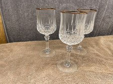 Cristal d'Arques Longchamp Gold Rim Crystal Wine Goblets Set of 4 — listing 2