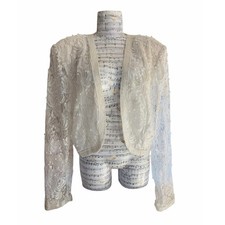 Scala 80s Beaded Lace Formal Cream Bolero size XL