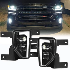 LED Fog Lights DRL Driving Bumper Lamps For 2016 2017 2018 Chevy Silverado 1500