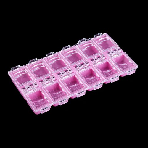 Caja de almacenamiento de accesorios para arte en uñas de 12 rejillas, organizador de joyas, estuche de flores secas, - Imagen 4 de 10