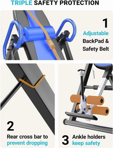 300LBS Heavy Duty Gravity Inversion Table Back Therapy Reflexology Stretcher - Picture 6 of 45
