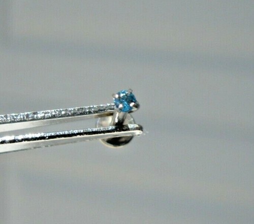 1.82mm REAL BLUE DIAMOND LABRET BODY,CERTIFICATE LIP EAR 1/4",5/16",3/8",7/16 - Picture 2 of 9