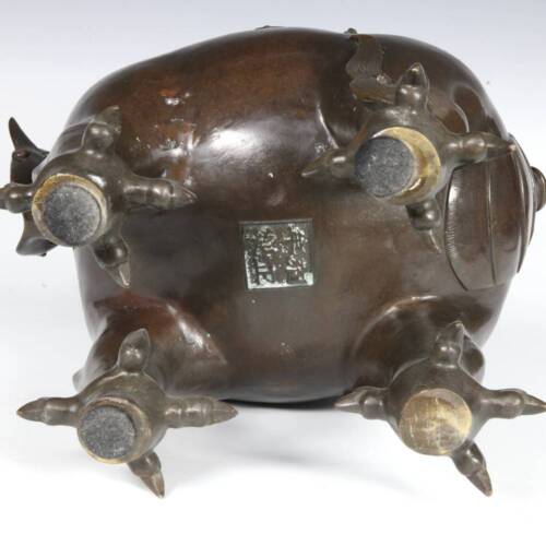 VINTAGE CHINESE INCENSE BURNER CENSER BRONZE FOO LION HEBEI CHINA 20TH C - Picture 12 of 12