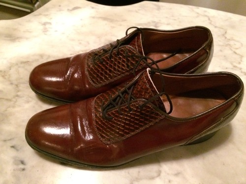 Vtg '70 disco hipster rockabilly costume patent leather mens shoes sz 8 - Picture 2 of 10